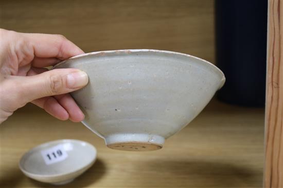 A Chinese Song Qingbai bowl and a Ding type bowl 17cm diam